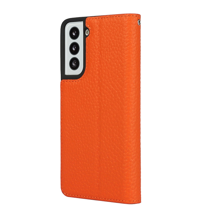For Samsung Galaxy S21 5G Litchi Genuine Leather Phone Case(Orange) - Galaxy S21+ 5G Cases by buy2fix | Online Shopping UK | buy2fix