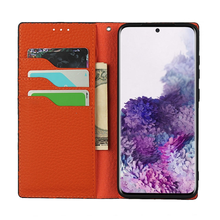 For Samsung Galaxy S20 Litchi Genuine Leather Phone Case(Orange) - Galaxy Phone Cases by buy2fix | Online Shopping UK | buy2fix