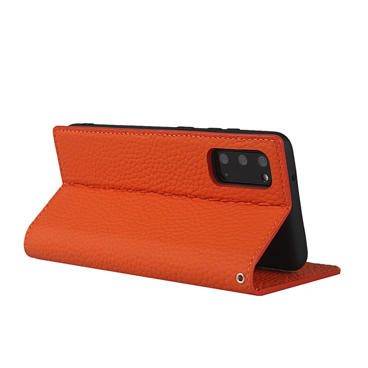 For Samsung Galaxy S20 Litchi Genuine Leather Phone Case(Orange) - Galaxy Phone Cases by buy2fix | Online Shopping UK | buy2fix