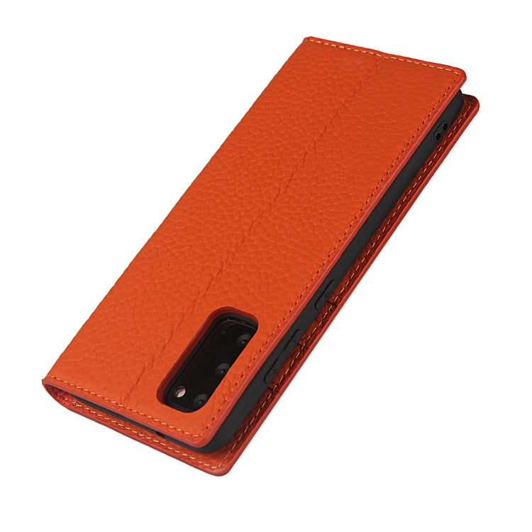 For Samsung Galaxy S20 Litchi Genuine Leather Phone Case(Orange) - Galaxy Phone Cases by buy2fix | Online Shopping UK | buy2fix