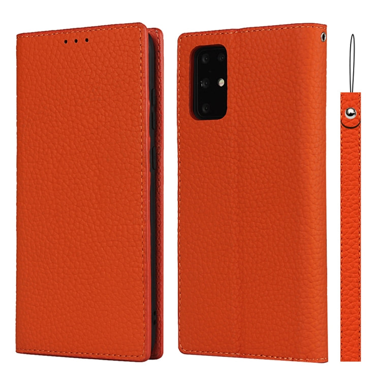 For Samsung Galaxy S20 Plus Litchi Genuine Leather Phone Case(Orange) - Galaxy Phone Cases by buy2fix | Online Shopping UK | buy2fix