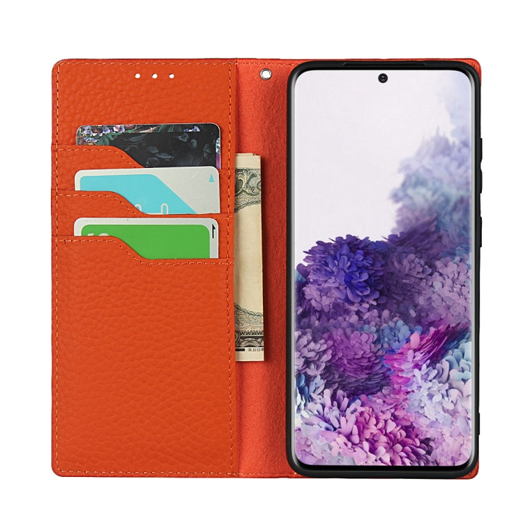 For Samsung Galaxy S20 Plus Litchi Genuine Leather Phone Case(Orange) - Galaxy Phone Cases by buy2fix | Online Shopping UK | buy2fix