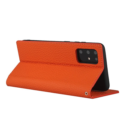 For Samsung Galaxy S20 Plus Litchi Genuine Leather Phone Case(Orange) - Galaxy Phone Cases by buy2fix | Online Shopping UK | buy2fix