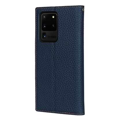 For Samsung Galaxy S20 Ultra Litchi Genuine Leather Phone Case(Dark Blue) - Galaxy Phone Cases by buy2fix | Online Shopping UK | buy2fix