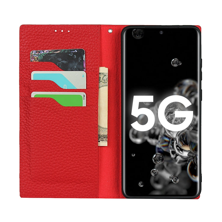 For Samsung Galaxy S20 Ultra Litchi Genuine Leather Phone Case(Dark Blue) - Galaxy Phone Cases by buy2fix | Online Shopping UK | buy2fix