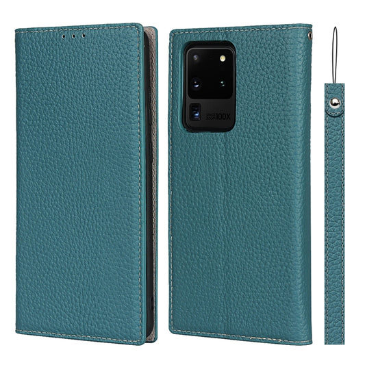 For Samsung Galaxy S20 Ultra Litchi Genuine Leather Phone Case(Sky Blue) - Galaxy Phone Cases by buy2fix | Online Shopping UK | buy2fix
