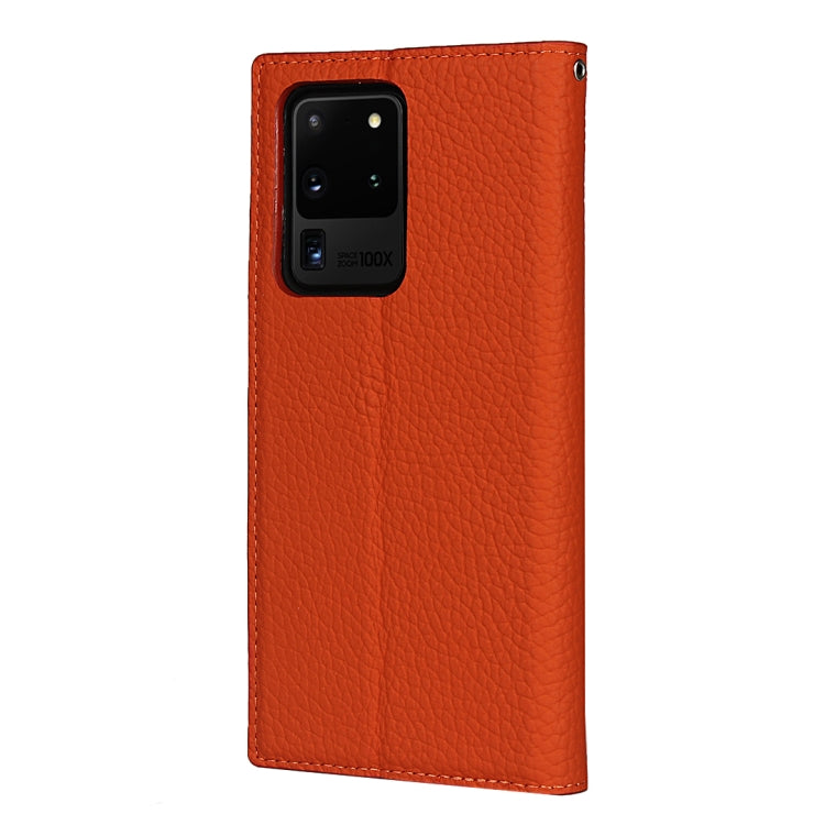 For Samsung Galaxy S20 Ultra Litchi Genuine Leather Phone Case (Orange) - Galaxy Phone Cases by buy2fix | Online Shopping UK | buy2fix