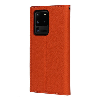 For Samsung Galaxy S20 Ultra Litchi Genuine Leather Phone Case (Orange) - Galaxy Phone Cases by buy2fix | Online Shopping UK | buy2fix