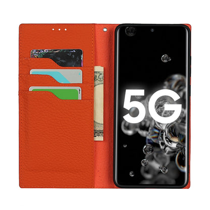 For Samsung Galaxy S20 Ultra Litchi Genuine Leather Phone Case (Orange) - Galaxy Phone Cases by buy2fix | Online Shopping UK | buy2fix