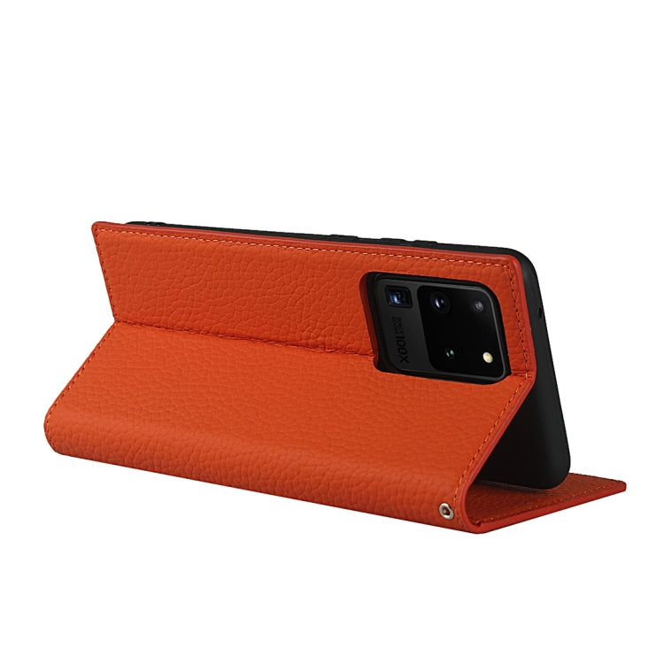 For Samsung Galaxy S20 Ultra Litchi Genuine Leather Phone Case (Orange) - Galaxy Phone Cases by buy2fix | Online Shopping UK | buy2fix