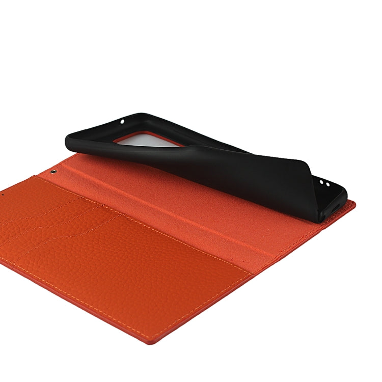 For Samsung Galaxy S20 Ultra Litchi Genuine Leather Phone Case (Orange) - Galaxy Phone Cases by buy2fix | Online Shopping UK | buy2fix