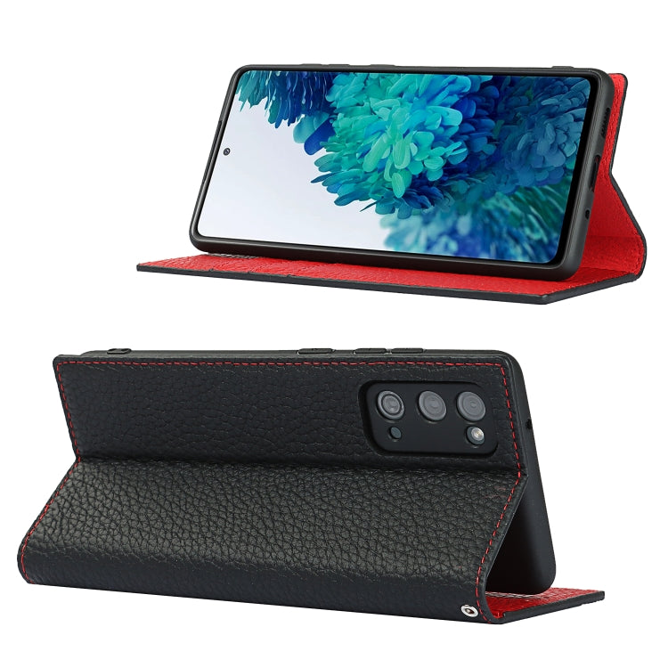 For Samsung Galaxy S20 FE Litchi Texture Horizontal Flip Top Layer Cowhide Leather Case with Holder & Card Slots & Wallet & Strap & Wire Winder(Black) - Galaxy S20 FE Cases by buy2fix | Online Shopping UK | buy2fix