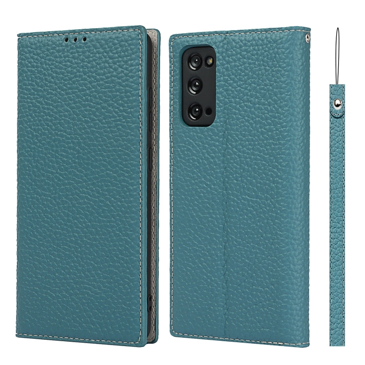 For Samsung Galaxy S20 FE Litchi Texture Horizontal Flip Top Layer Cowhide Leather Case with Holder & Card Slots & Wallet & Strap & Wire Winder(Sky Blue) - Galaxy S20 FE Cases by buy2fix | Online Shopping UK | buy2fix