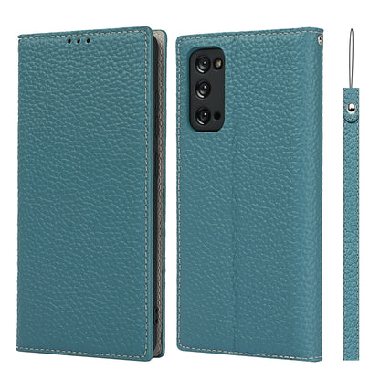 For Samsung Galaxy S20 FE Litchi Texture Horizontal Flip Top Layer Cowhide Leather Case with Holder & Card Slots & Wallet & Strap & Wire Winder(Sky Blue) - Galaxy S20 FE Cases by buy2fix | Online Shopping UK | buy2fix