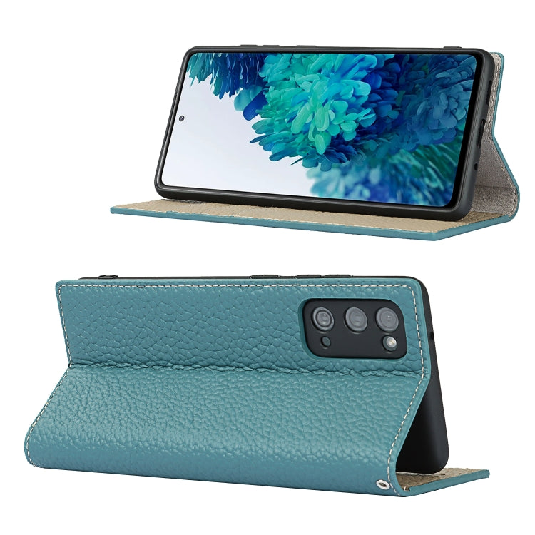 For Samsung Galaxy S20 FE Litchi Texture Horizontal Flip Top Layer Cowhide Leather Case with Holder & Card Slots & Wallet & Strap & Wire Winder(Sky Blue) - Galaxy S20 FE Cases by buy2fix | Online Shopping UK | buy2fix
