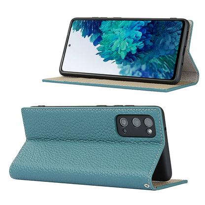 For Samsung Galaxy S20 FE Litchi Texture Horizontal Flip Top Layer Cowhide Leather Case with Holder & Card Slots & Wallet & Strap & Wire Winder(Sky Blue) - Galaxy S20 FE Cases by buy2fix | Online Shopping UK | buy2fix