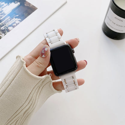 Five Beads Ceramic Steel Watch Band For Apple Watch Ultra 49mm&Watch Ultra 2 49mm / Series 9&8&7 45mm / SE 3&SE 2&6&SE&5&4 44mm / 3&2&1 42mm(White + Silver) by buy2fix