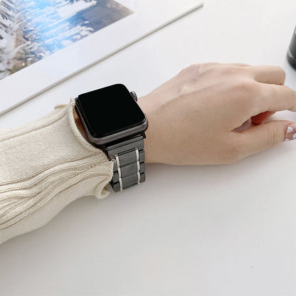 Five Beads Ceramic Steel Watch Band For Apple Watch Ultra 49mm&Watch Ultra 2 49mm / Series 9&8&7 45mm / SE 3&SE 2&6&SE&5&4 44mm / 3&2&1 42mm(Black + Red) by buy2fix