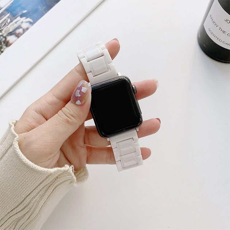 Five Beads Ceramic Steel Watch Band For Apple Watch Series 9&8&7 41mm / SE 3&SE 2&6&SE&5&4 40mm / 3&2&1 38mm(White) by buy2fix