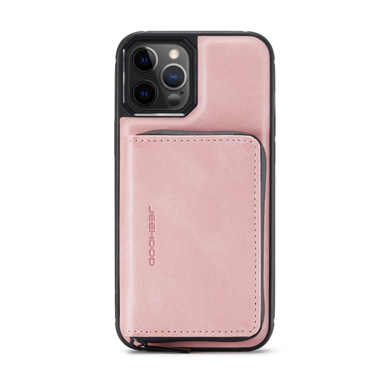 For iPhone 12 / 12 Pro JEEHOOD Magnetic Zipper Horizontal Flip Leather Case with Holder & Card Slot & Wallet(Pink) - iPhone 12 / 12 Pro Cases by JEEHOOD | Online Shopping UK | buy2fix
