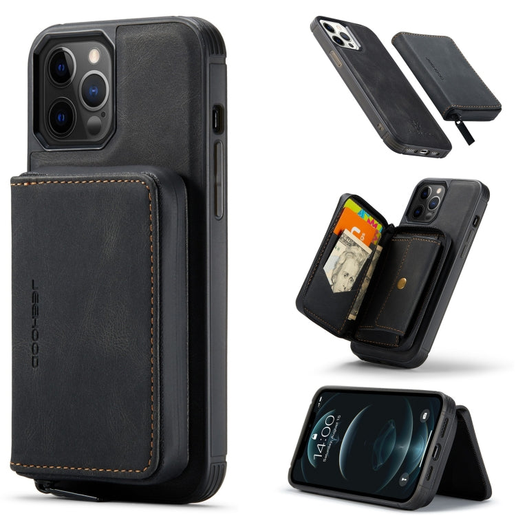 For iPhone 12 / 12 Pro JEEHOOD Magnetic Zipper Horizontal Flip Leather Case with Holder & Card Slot & Wallet(Black) - iPhone 12 / 12 Pro Cases by JEEHOOD | Online Shopping UK | buy2fix