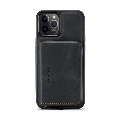 For iPhone 12 / 12 Pro JEEHOOD Magnetic Zipper Horizontal Flip Leather Case with Holder & Card Slot & Wallet(Black) - iPhone 12 / 12 Pro Cases by JEEHOOD | Online Shopping UK | buy2fix