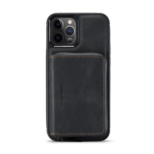 For iPhone 12 / 12 Pro JEEHOOD Magnetic Zipper Horizontal Flip Leather Case with Holder & Card Slot & Wallet(Black) - iPhone 12 / 12 Pro Cases by JEEHOOD | Online Shopping UK | buy2fix