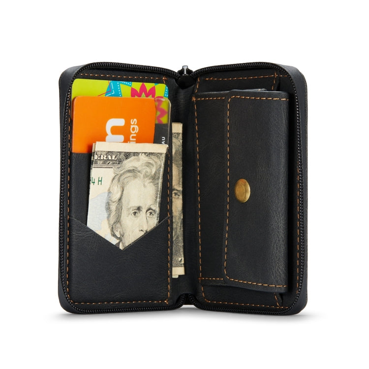 For iPhone 12 / 12 Pro JEEHOOD Magnetic Zipper Horizontal Flip Leather Case with Holder & Card Slot & Wallet(Black) - iPhone 12 / 12 Pro Cases by JEEHOOD | Online Shopping UK | buy2fix