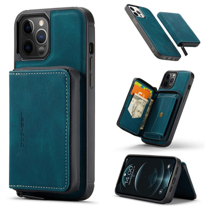 For iPhone 12 / 12 Pro JEEHOOD Magnetic Zipper Horizontal Flip Leather Case with Holder & Card Slot & Wallet(Blue) - iPhone 12 / 12 Pro Cases by JEEHOOD | Online Shopping UK | buy2fix