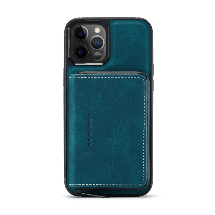 For iPhone 12 / 12 Pro JEEHOOD Magnetic Zipper Horizontal Flip Leather Case with Holder & Card Slot & Wallet(Blue) - iPhone 12 / 12 Pro Cases by JEEHOOD | Online Shopping UK | buy2fix