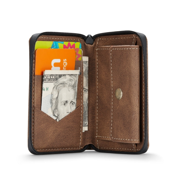 For iPhone 12 / 12 Pro JEEHOOD Magnetic Zipper Horizontal Flip Leather Case with Holder & Card Slot & Wallet(Brown) - iPhone 12 / 12 Pro Cases by JEEHOOD | Online Shopping UK | buy2fix