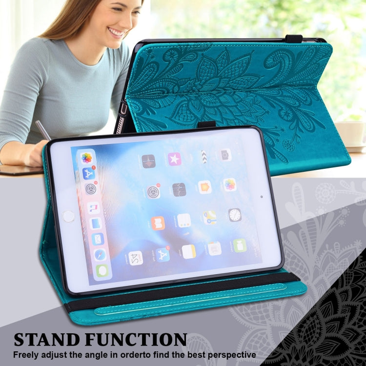 Lace Flower Embossing Pattern Horizontal Flip Leather Case with Holder & Card Slots & Wallet & Photo Frame & Sleep / Wake-up Function For iPad 9.7 2018 / 9.7  2017 / Air 2 / Air(Blue) - iPad Pro 9.7 inch Cases by buy2fix | Online Shopping UK | buy2fix