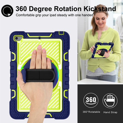 360 Degree Rotation Contrast Color Shockproof Silicone + PC Case with Holder & Hand Grip Strap & Shoulder Strap For iPad mini (2019) / 4(Navy Blue+Yellow Green) - iPad mini (2019) / mini 5 Cases by buy2fix | Online Shopping UK | buy2fix