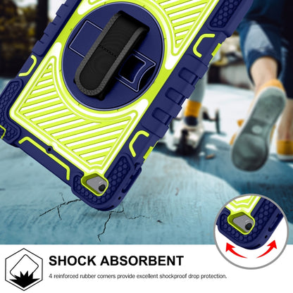 360 Degree Rotation Contrast Color Shockproof Silicone + PC Case with Holder & Hand Grip Strap & Shoulder Strap For iPad mini (2019) / 4(Navy Blue+Yellow Green) - iPad mini (2019) / mini 5 Cases by buy2fix | Online Shopping UK | buy2fix