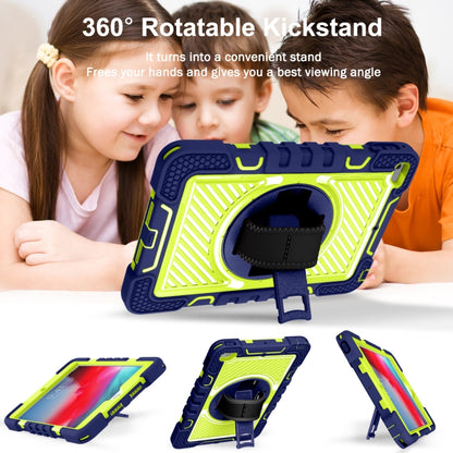 360 Degree Rotation Contrast Color Shockproof Silicone + PC Case with Holder & Hand Grip Strap & Shoulder Strap For iPad mini (2019) / 4(Navy Blue+Yellow Green) - iPad mini (2019) / mini 5 Cases by buy2fix | Online Shopping UK | buy2fix
