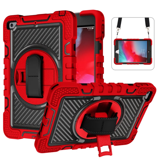 360 Degree Rotation Contrast Color Shockproof Silicone + PC Case with Holder & Hand Grip Strap & Shoulder Strap For iPad mini (2019) / 4(Red+Black) - iPad mini (2019) / mini 5 Cases by buy2fix | Online Shopping UK | buy2fix