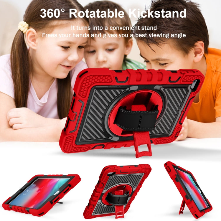 360 Degree Rotation Contrast Color Shockproof Silicone + PC Case with Holder & Hand Grip Strap & Shoulder Strap For iPad mini (2019) / 4(Red+Black) - iPad mini (2019) / mini 5 Cases by buy2fix | Online Shopping UK | buy2fix