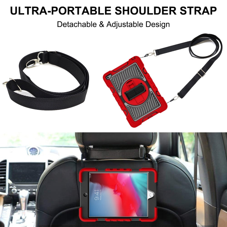 360 Degree Rotation Contrast Color Shockproof Silicone + PC Case with Holder & Hand Grip Strap & Shoulder Strap For iPad mini (2019) / 4(Red+Black) - iPad mini (2019) / mini 5 Cases by buy2fix | Online Shopping UK | buy2fix