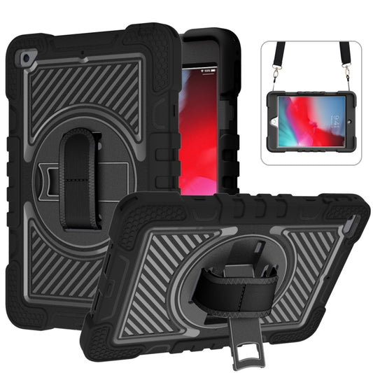 360 Degree Rotation Contrast Color Shockproof Silicone + PC Case with Holder & Hand Grip Strap & Shoulder Strap For iPad mini (2019) / 4(Black) - iPad mini (2019) / mini 5 Cases by buy2fix | Online Shopping UK | buy2fix