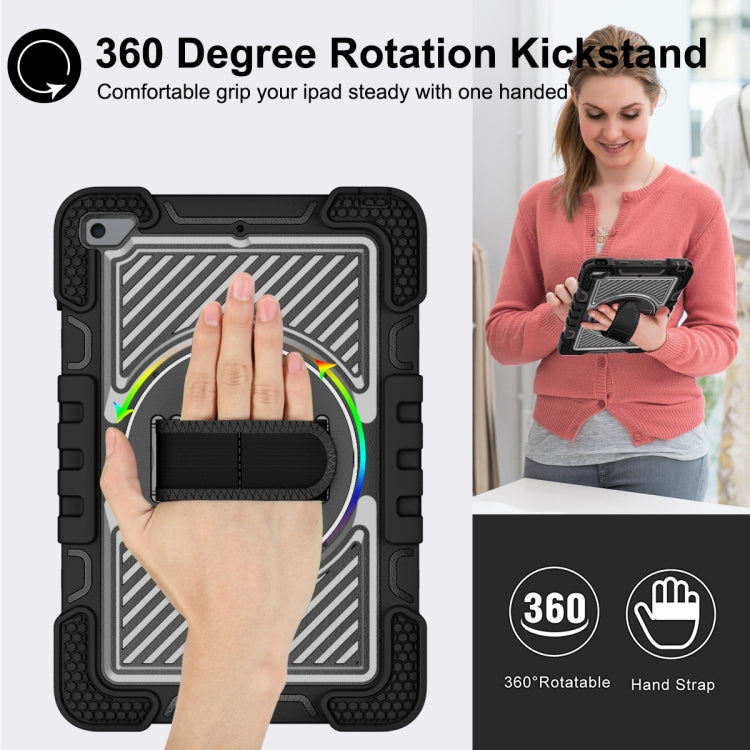 360 Degree Rotation Contrast Color Shockproof Silicone + PC Case with Holder & Hand Grip Strap & Shoulder Strap For iPad mini (2019) / 4(Black) - iPad mini (2019) / mini 5 Cases by buy2fix | Online Shopping UK | buy2fix