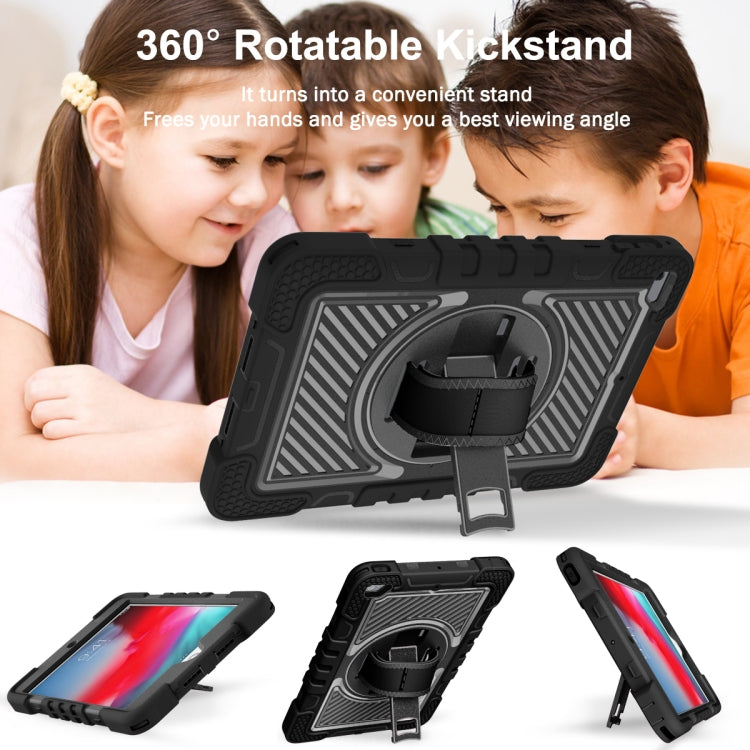 360 Degree Rotation Contrast Color Shockproof Silicone + PC Case with Holder & Hand Grip Strap & Shoulder Strap For iPad mini (2019) / 4(Black) - iPad mini (2019) / mini 5 Cases by buy2fix | Online Shopping UK | buy2fix