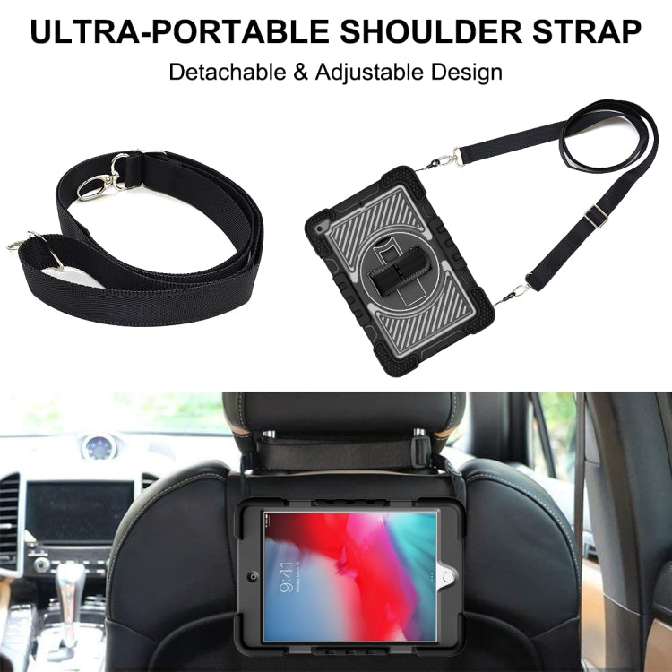 360 Degree Rotation Contrast Color Shockproof Silicone + PC Case with Holder & Hand Grip Strap & Shoulder Strap For iPad mini (2019) / 4(Black) - iPad mini (2019) / mini 5 Cases by buy2fix | Online Shopping UK | buy2fix