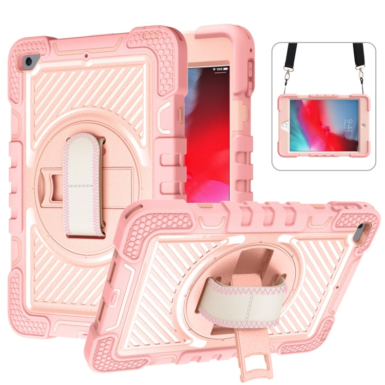 360 Degree Rotation Contrast Color Shockproof Silicone + PC Case with Holder & Hand Grip Strap & Shoulder Strap For iPad mini (2019) / 4(Rose Gold) - iPad mini (2019) / mini 5 Cases by buy2fix | Online Shopping UK | buy2fix