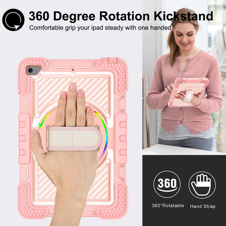 360 Degree Rotation Contrast Color Shockproof Silicone + PC Case with Holder & Hand Grip Strap & Shoulder Strap For iPad mini (2019) / 4(Rose Gold) - iPad mini (2019) / mini 5 Cases by buy2fix | Online Shopping UK | buy2fix