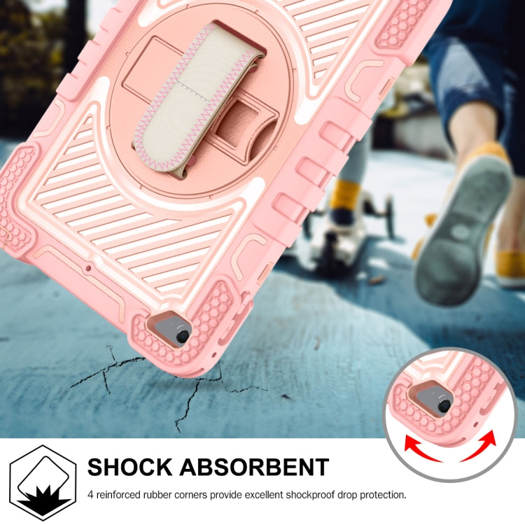 360 Degree Rotation Contrast Color Shockproof Silicone + PC Case with Holder & Hand Grip Strap & Shoulder Strap For iPad mini (2019) / 4(Rose Gold) - iPad mini (2019) / mini 5 Cases by buy2fix | Online Shopping UK | buy2fix