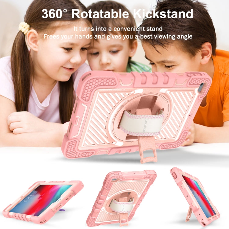 360 Degree Rotation Contrast Color Shockproof Silicone + PC Case with Holder & Hand Grip Strap & Shoulder Strap For iPad mini (2019) / 4(Rose Gold) - iPad mini (2019) / mini 5 Cases by buy2fix | Online Shopping UK | buy2fix
