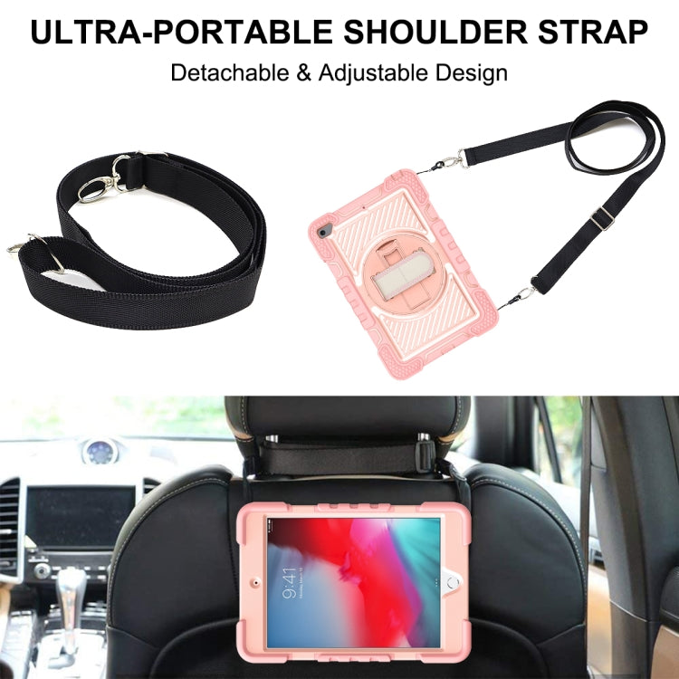 360 Degree Rotation Contrast Color Shockproof Silicone + PC Case with Holder & Hand Grip Strap & Shoulder Strap For iPad mini (2019) / 4(Rose Gold) - iPad mini (2019) / mini 5 Cases by buy2fix | Online Shopping UK | buy2fix