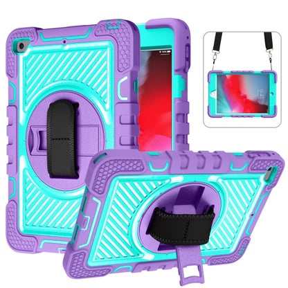 360 Degree Rotation Contrast Color Shockproof Silicone + PC Case with Holder & Hand Grip Strap & Shoulder Strap For iPad mini (2019) / 4(Purple+Mint Green) - iPad mini (2019) / mini 5 Cases by buy2fix | Online Shopping UK | buy2fix
