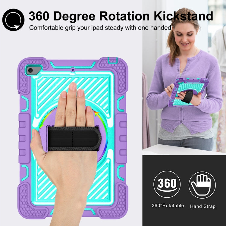 360 Degree Rotation Contrast Color Shockproof Silicone + PC Case with Holder & Hand Grip Strap & Shoulder Strap For iPad mini (2019) / 4(Purple+Mint Green) - iPad mini (2019) / mini 5 Cases by buy2fix | Online Shopping UK | buy2fix