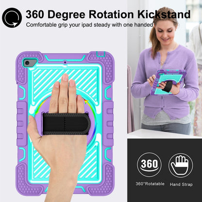 360 Degree Rotation Contrast Color Shockproof Silicone + PC Case with Holder & Hand Grip Strap & Shoulder Strap For iPad mini (2019) / 4(Purple+Mint Green) - iPad mini (2019) / mini 5 Cases by buy2fix | Online Shopping UK | buy2fix